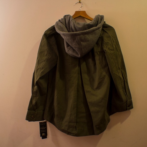 Sebby Green Military Jacket with Sweatshirt Hood - Picture 5 of 7